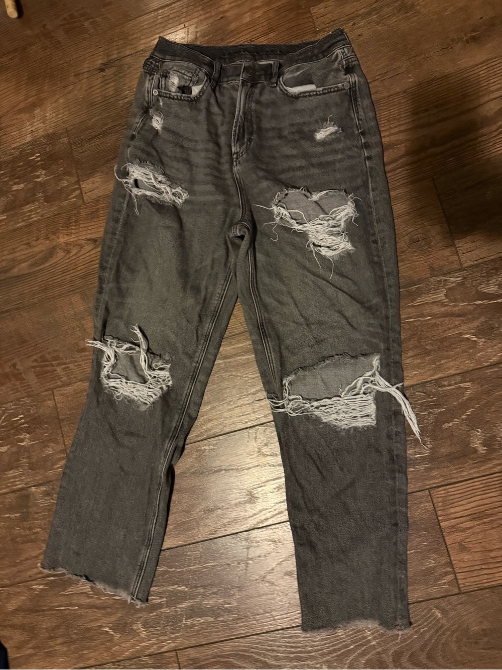 American Eagle Outfitters Distressed Black/Gray Ripped Jeans